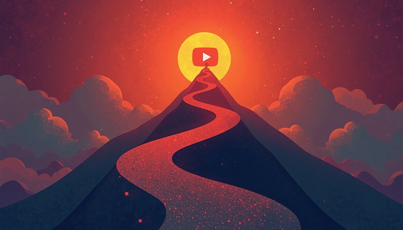 Successful YouTube channel growth path showing niche selection to monetization